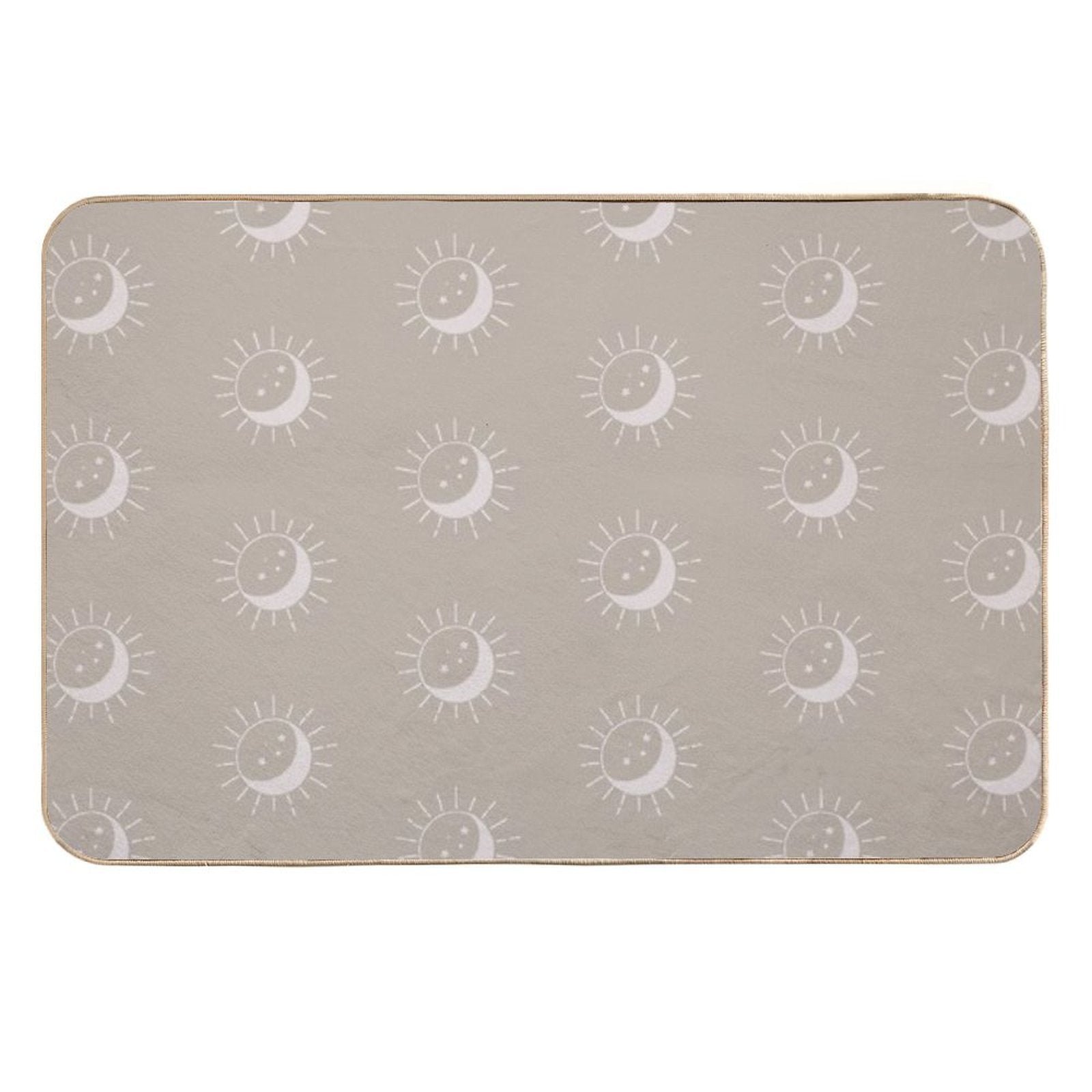 Pretty Sun And Moon Pattern Soft Aesthetic In Muted Colors Light Taupe  Dirt-Trapping Bath Mat