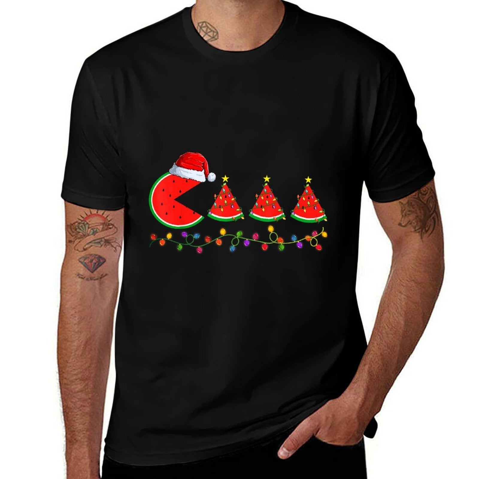 Lighting Santa Watermelon Xmas Tree Christmas In July  Stretchy T-Shirt