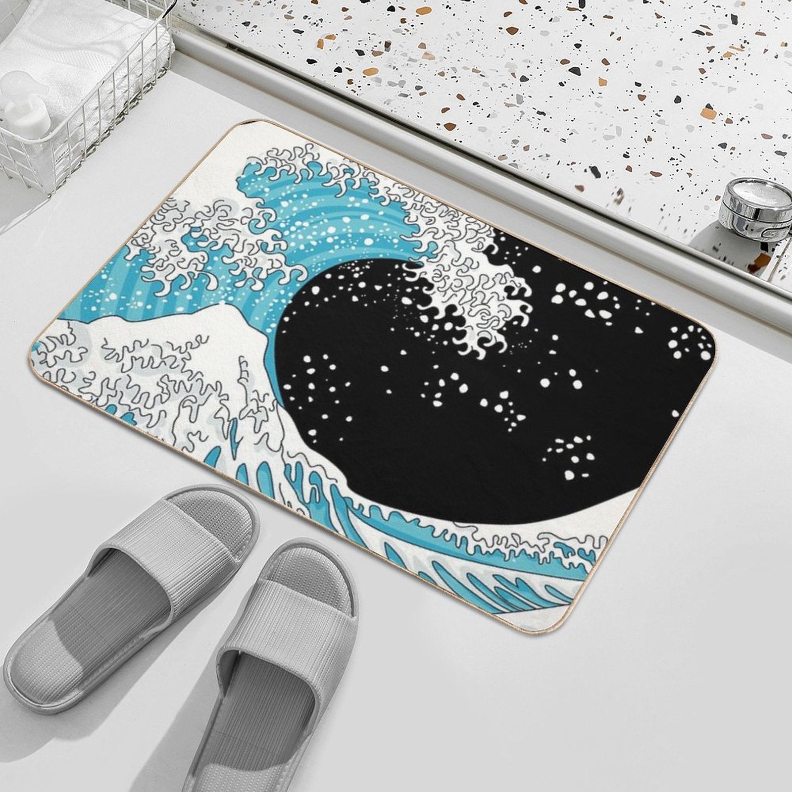 Kanagawa Wave  Repositionable Bath Mat