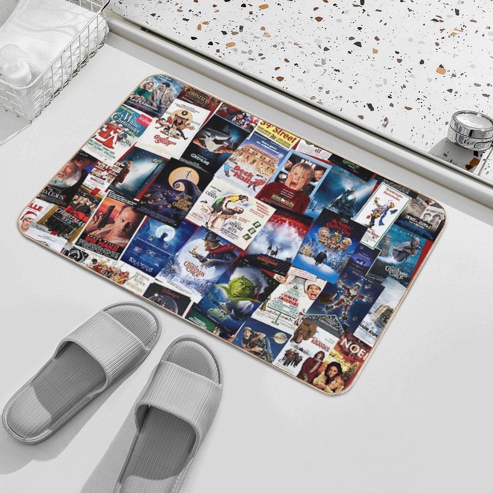 Christmas Film Collage  Long-Lasting Bath Mat