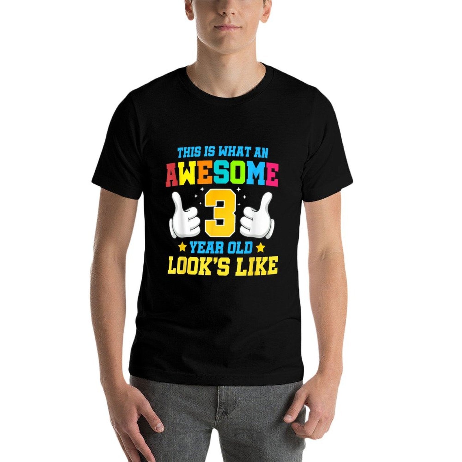 This Is What An Awesome 3 Year Old Looks Like 3rd Birthday  Eco-friendly Material T-Shirt