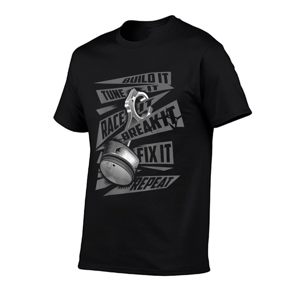 Funny Build It Tune It Race It Break It Fix It Repeat  Rolled Sleeves T-Shirt