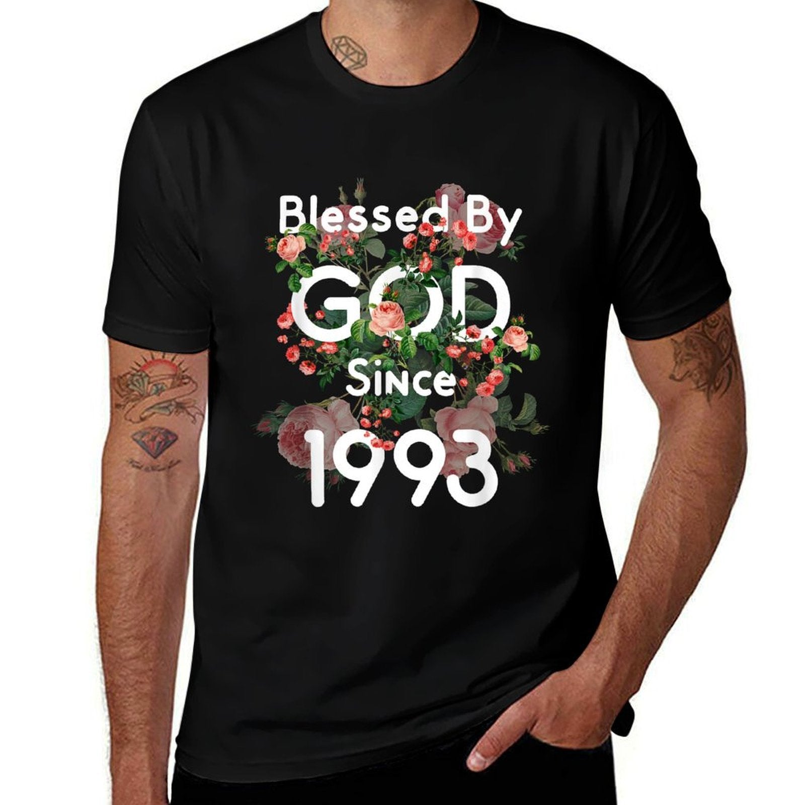Blessed By God Since 1993 For 30 Years Rose 30th Birthday  Wrinkle-resistant T-Shirt