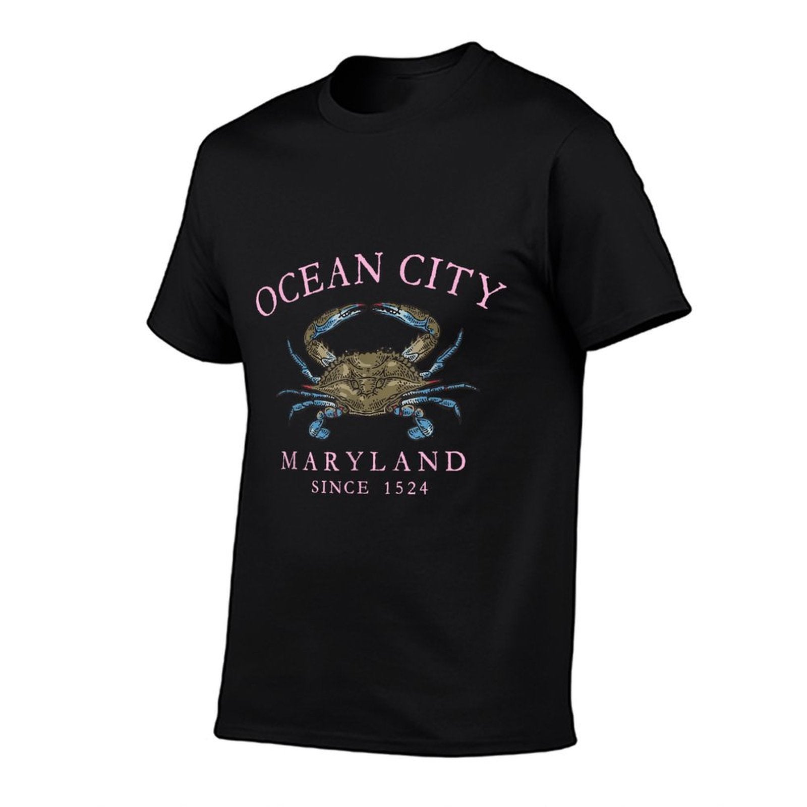 Ocean City Maryland Blue Crab Since 1524 Arched Pink Letters  Odor-resistant T-Shirt