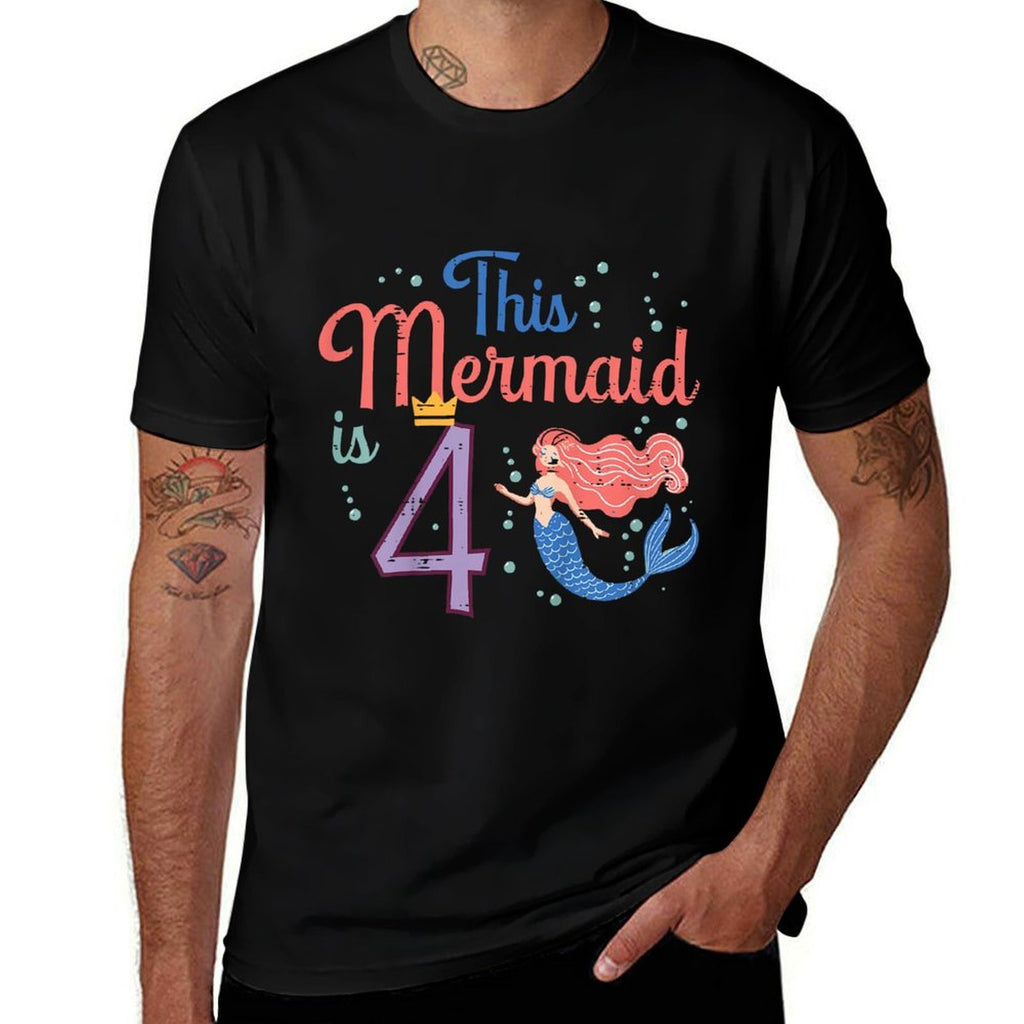 Kids This Mermaid Is 4 4th Birthday Four Year Old Bday Girls Kids  Quick-drying T-Shirt