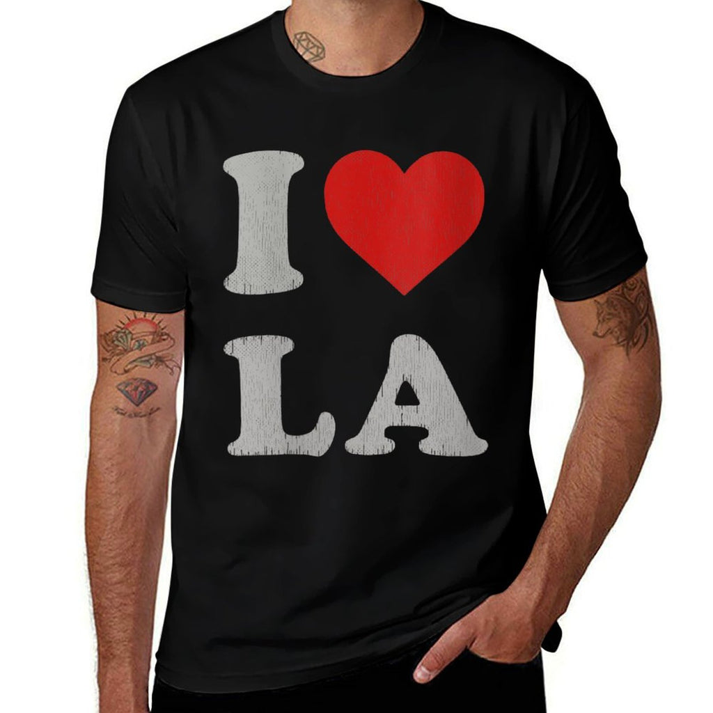 Womens I Heart LA Souvenir Men Distressed I Love Los Angeles  Easy-care T-Shirt