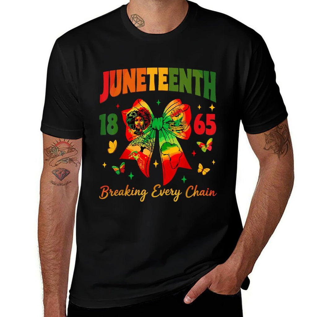 Juneteenth Coquette Bow Breaking Every Chain Since 1865  Soft T-Shirt