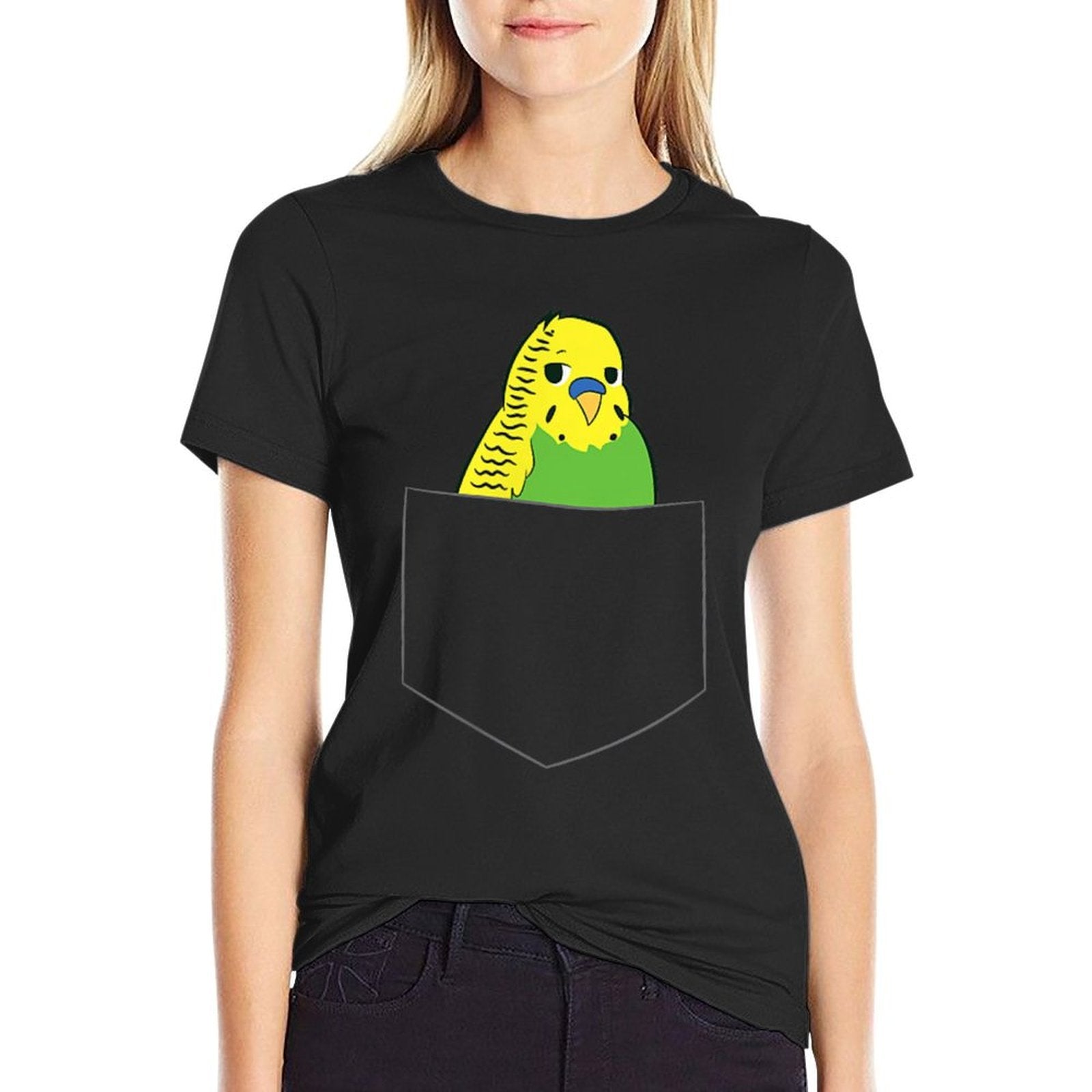 Cute Parakeet In Pocket Budgie Bird In Pocket Budgerigar  Eco-friendly Material T-Shirt