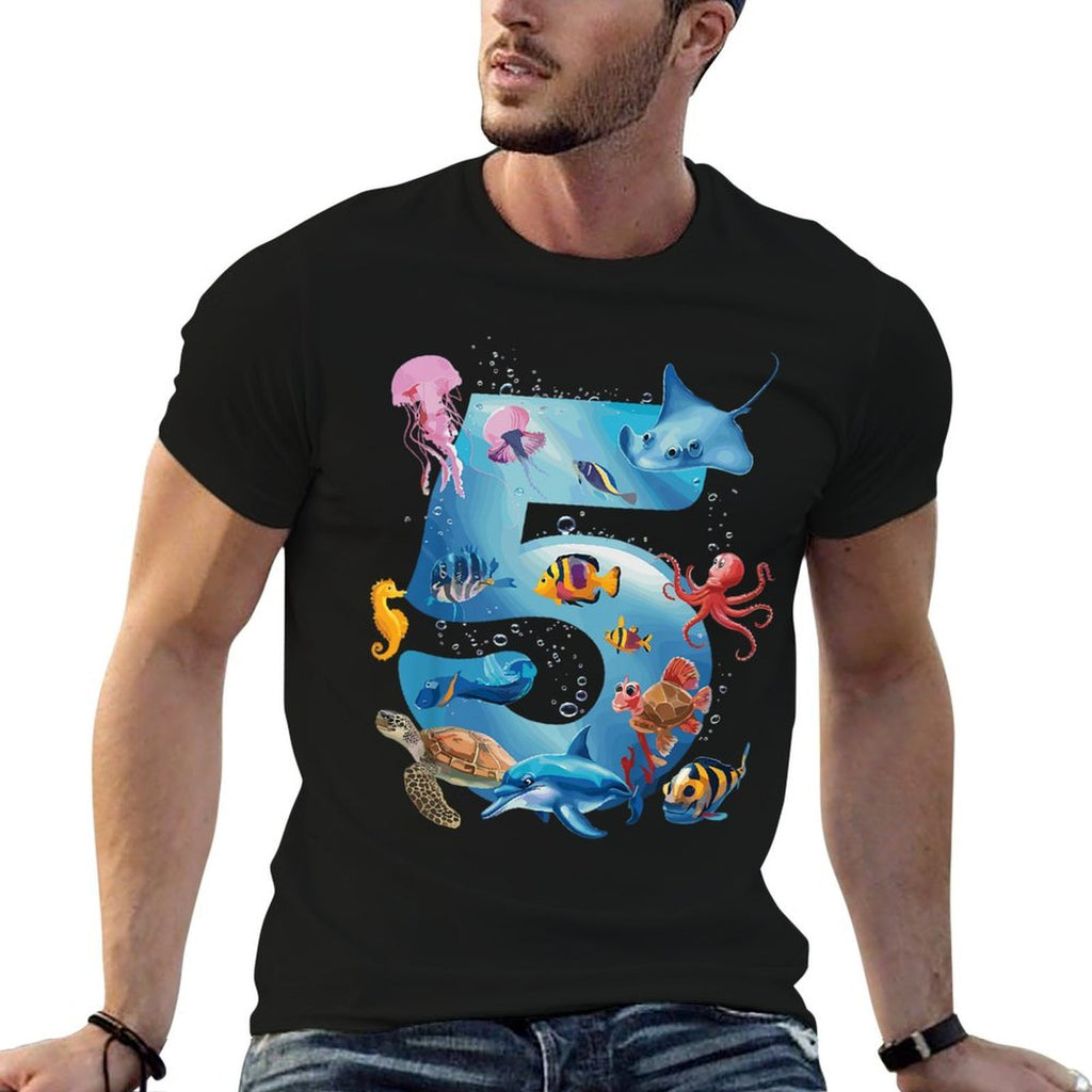 Kids Sea Ocean Number 5rd Birthday Boys And Girls  Vintage-inspired T-Shirt