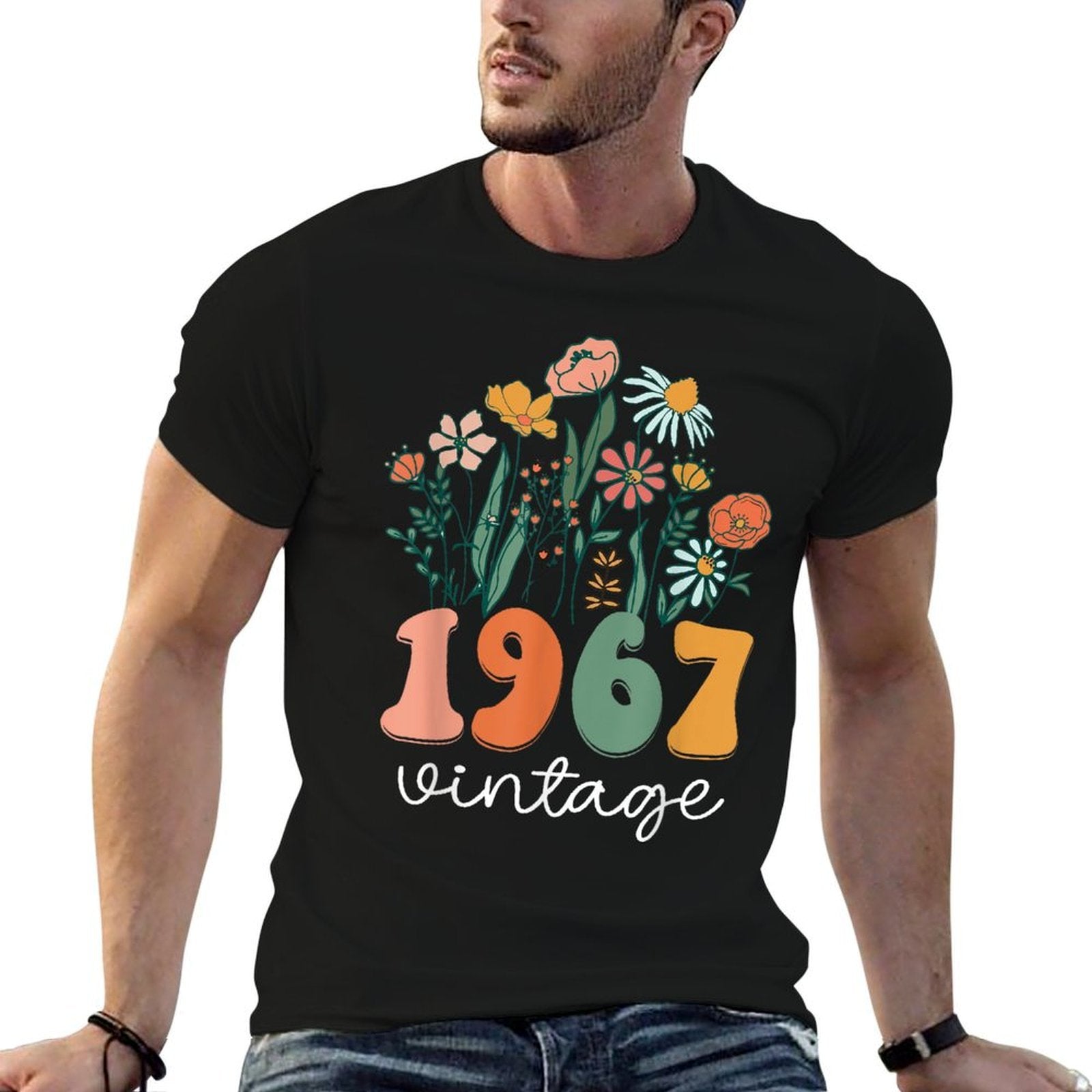 58 Years Old Vintage 1967 58th Women Birthday Wildflower  Stretchy T-Shirt
