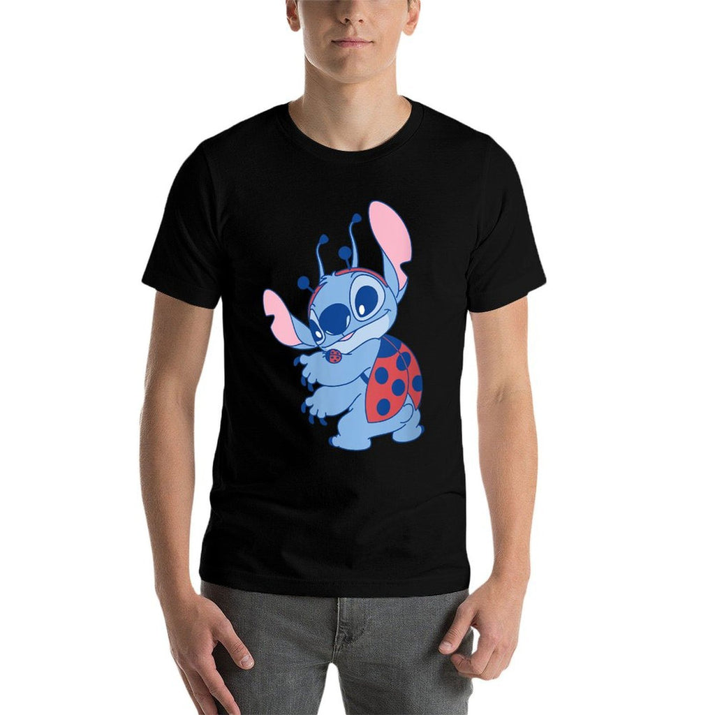 Womens Disney Lilo  Stitch Cute Pastel Spring Ladybug Stitch  Polyester Blend T-Shirt