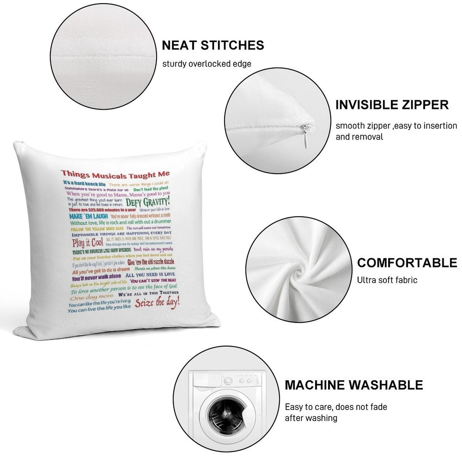 Things Musicals Taught Me Soft Gift Ready Throw Pillow