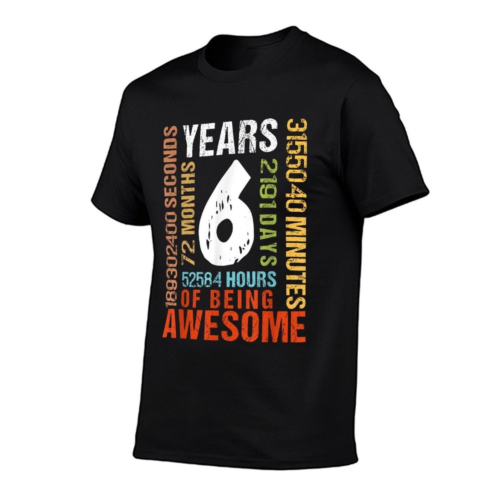 6th Birthday 6 Years Old Vintage Retro 72 Months Boys Girls  Lightweight T-Shirt