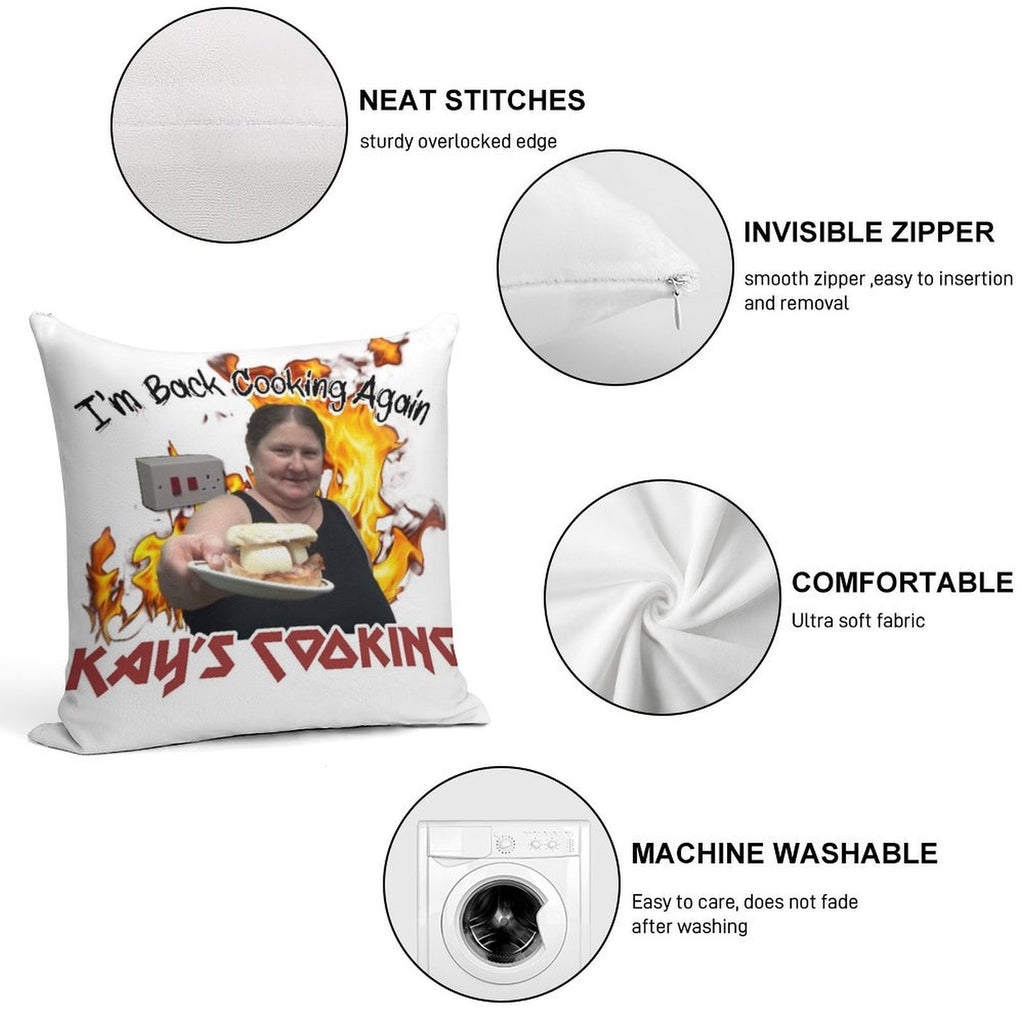 Kay's Cooking - I'm Back Cooking Again Soft Skin-Friendly Throw Pillow