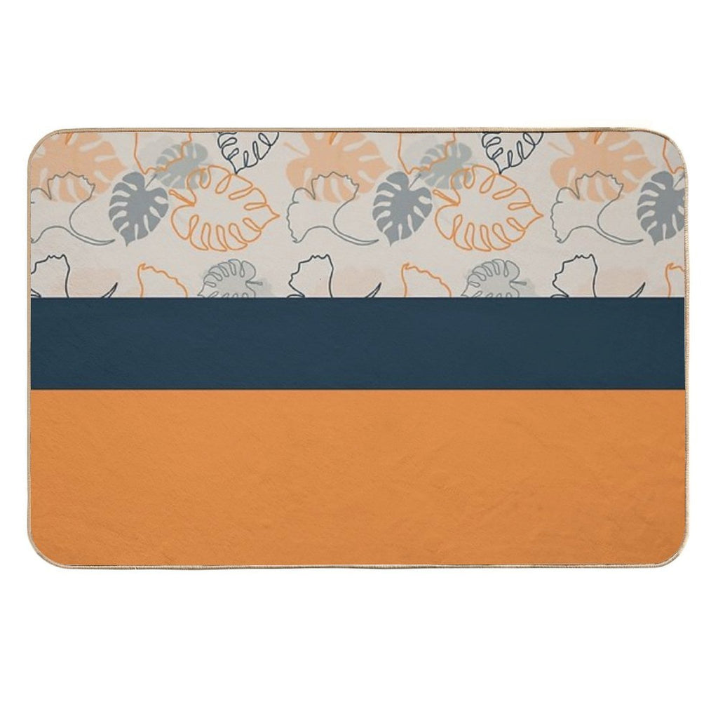 Autumn Leaves Are Dark Blue, Gray And Dark Yellow .  Fade-Resistant Bath Mat