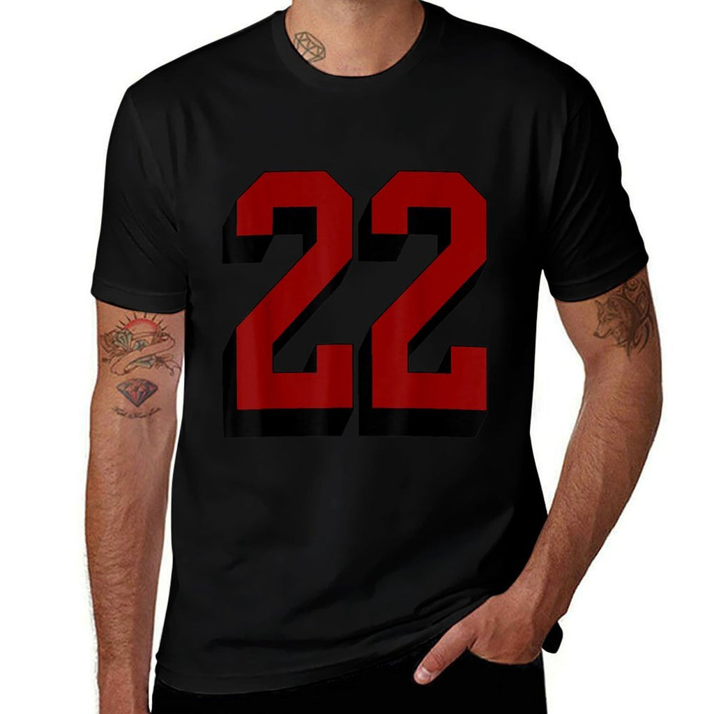 #22 Number 22 Varsity Fan Sports Team White Jersey  Soft T-Shirt