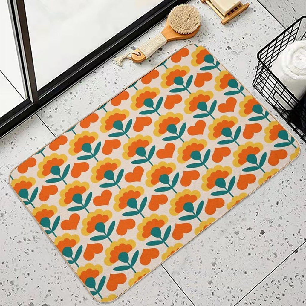 Hearts And Flowers  Stain-Proof Bath Mat