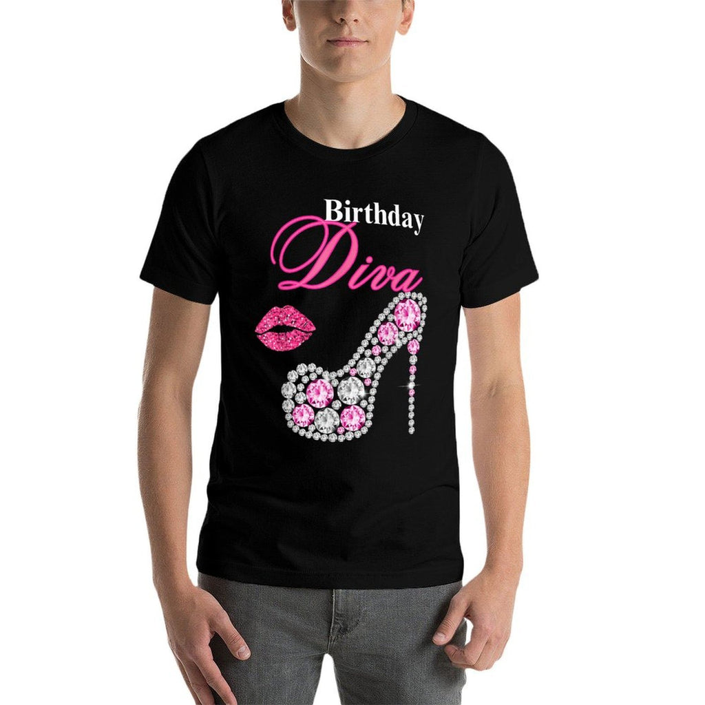 Hot Pink Lips Gifts High Heel Afro Diva Birthday Melanin  Wrinkle-resistant T-Shirt