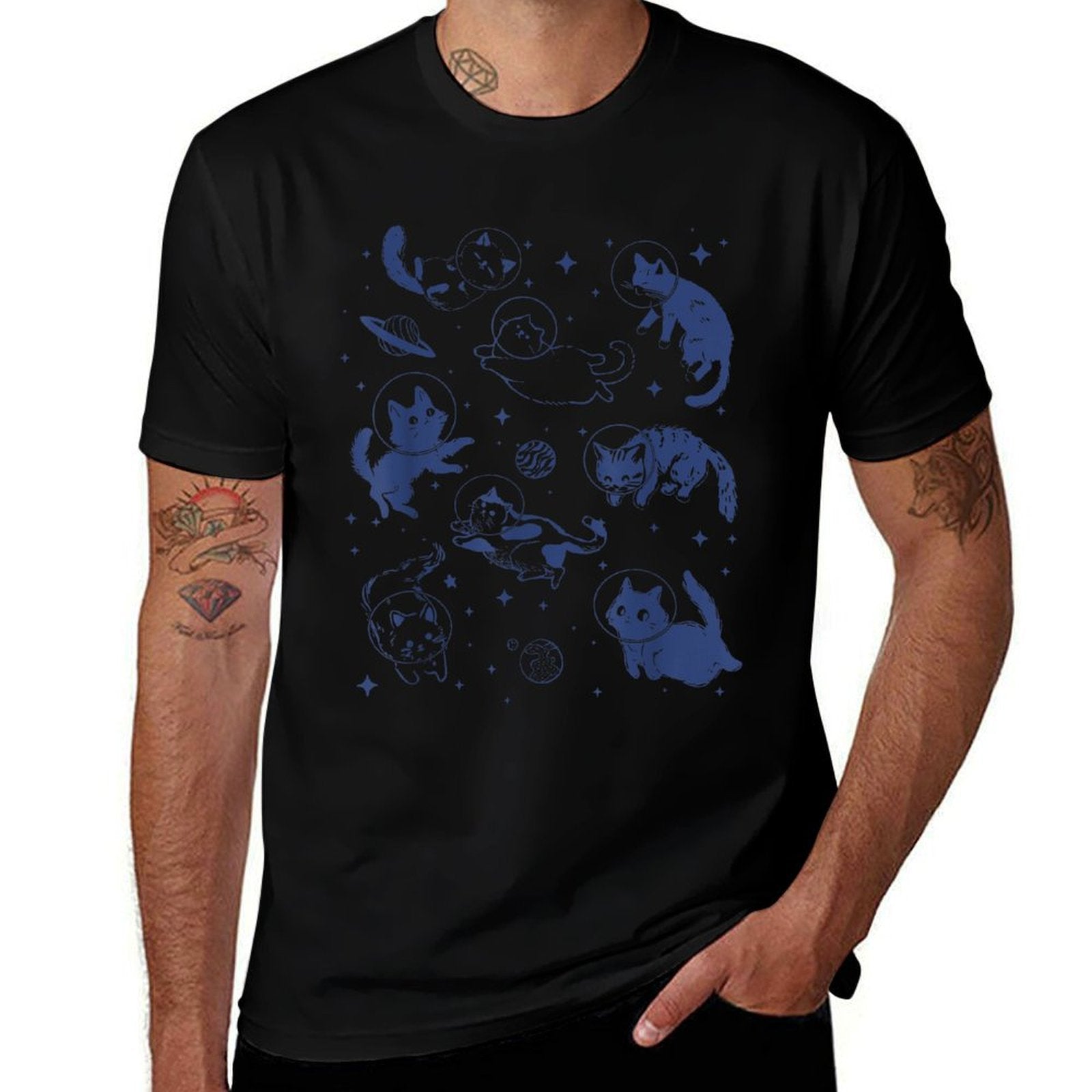 Cats Astronaut in Space Funny Space Cat For Cat Lover Gift  Stretchy T-Shirt