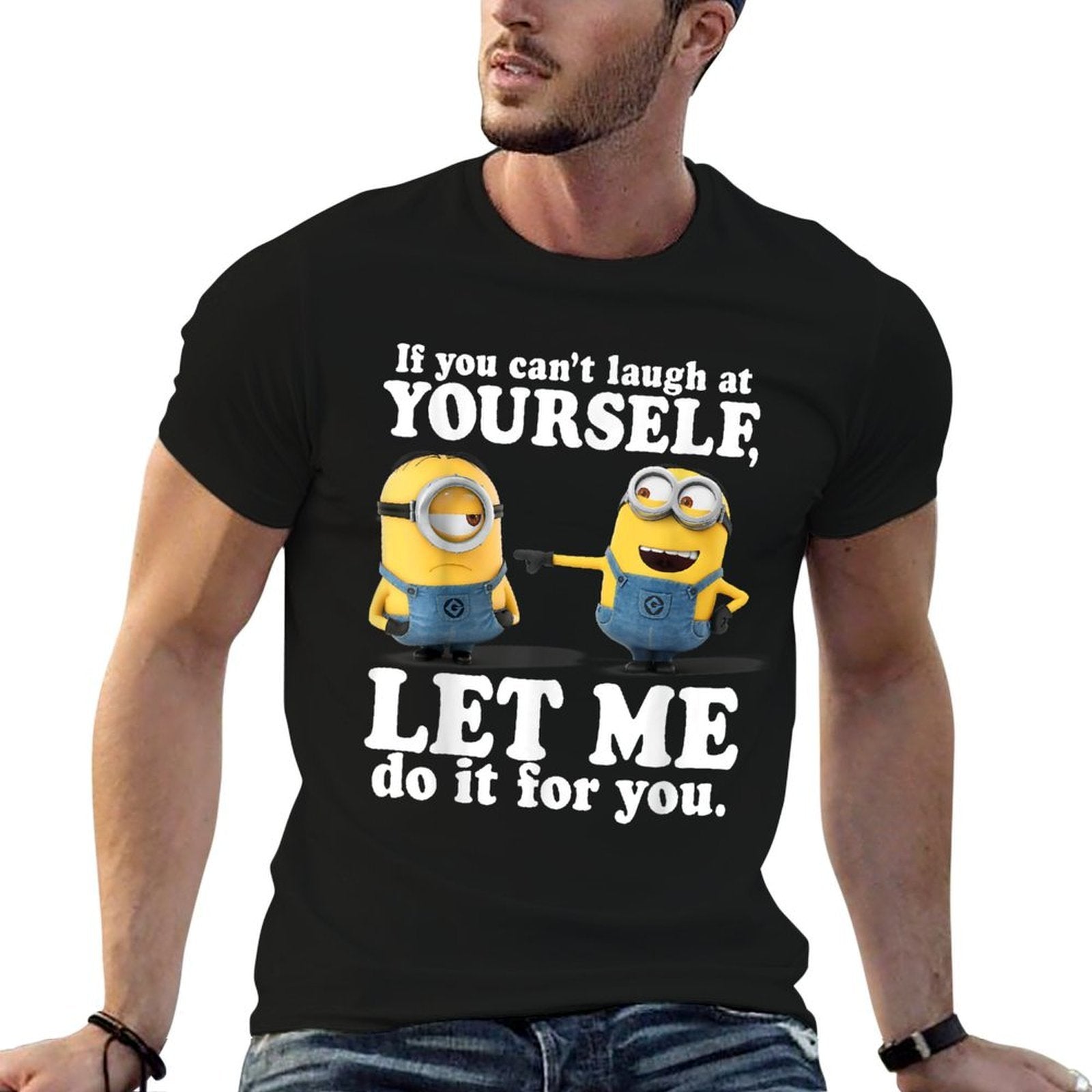 Despicable Me Minions Laugh At Yourself Graphic  Slim-fit Cut T-Shirt
