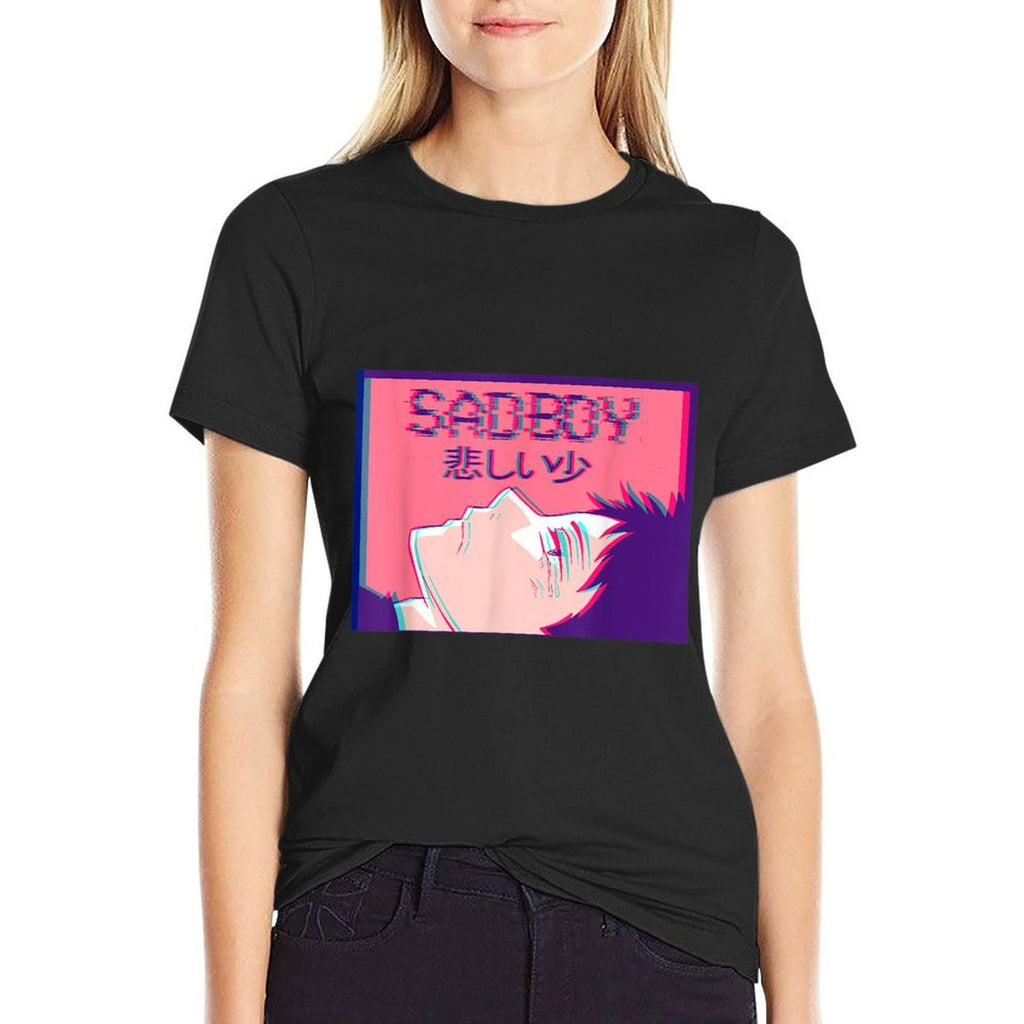 Sad Anime Boy Emo Soft Boy Eboy Vaporwave Aesthetic Lofi  Versatile T-Shirt