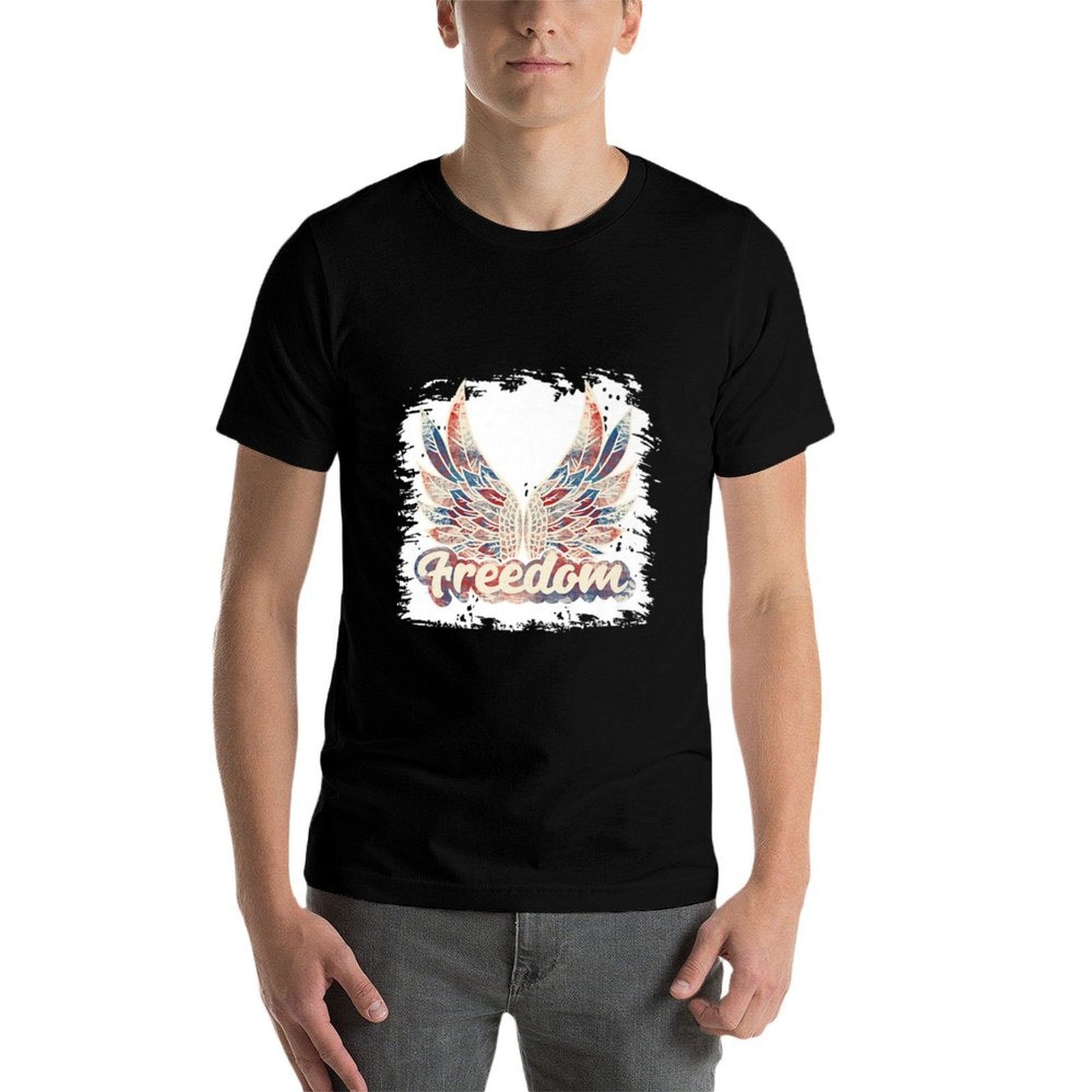 Bleached July 4th Freedom Wings Patriotic USA Angel Wings Premium  Stretchy T-Shirt