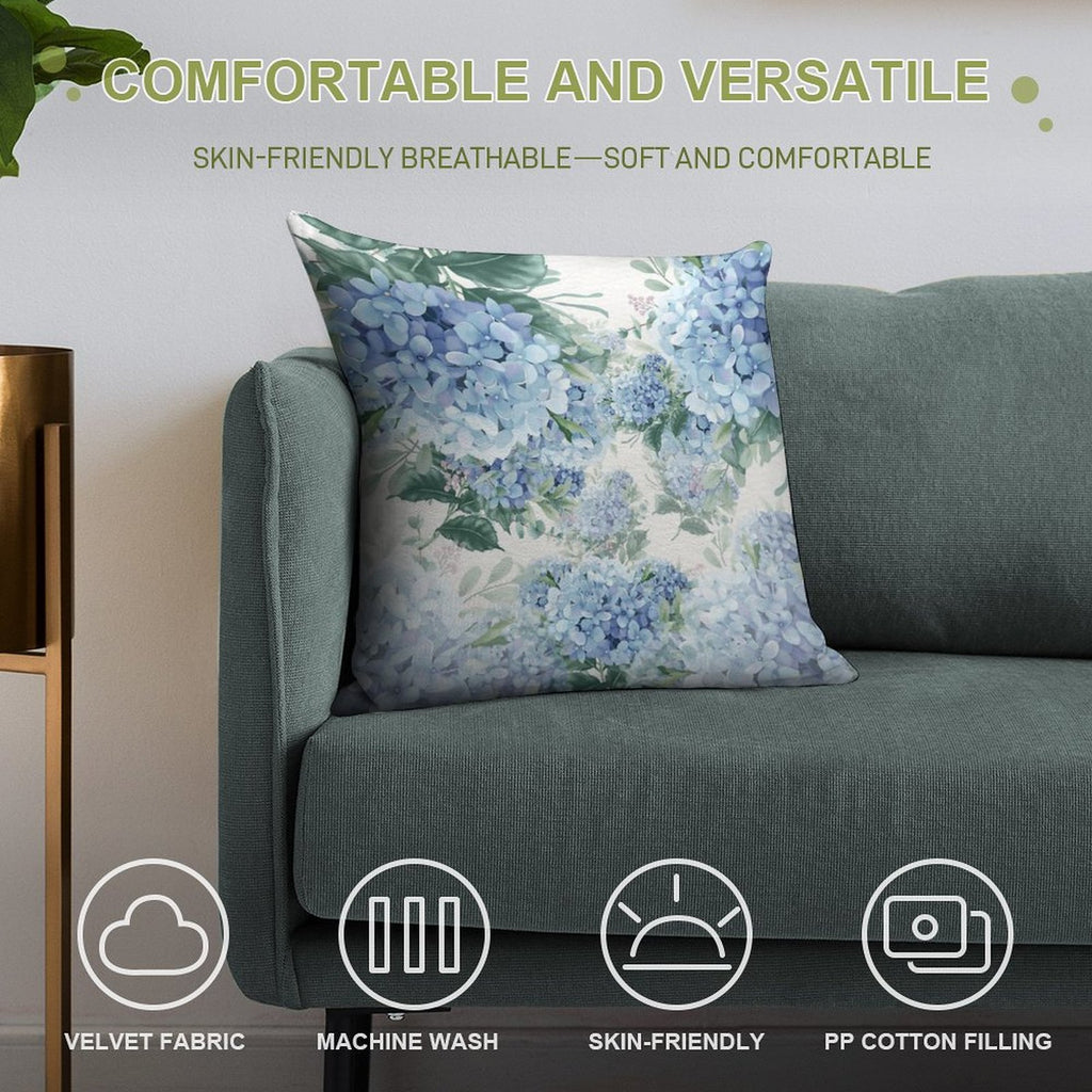 Blue Hydrangeas Soft Style Accent Throw Pillow