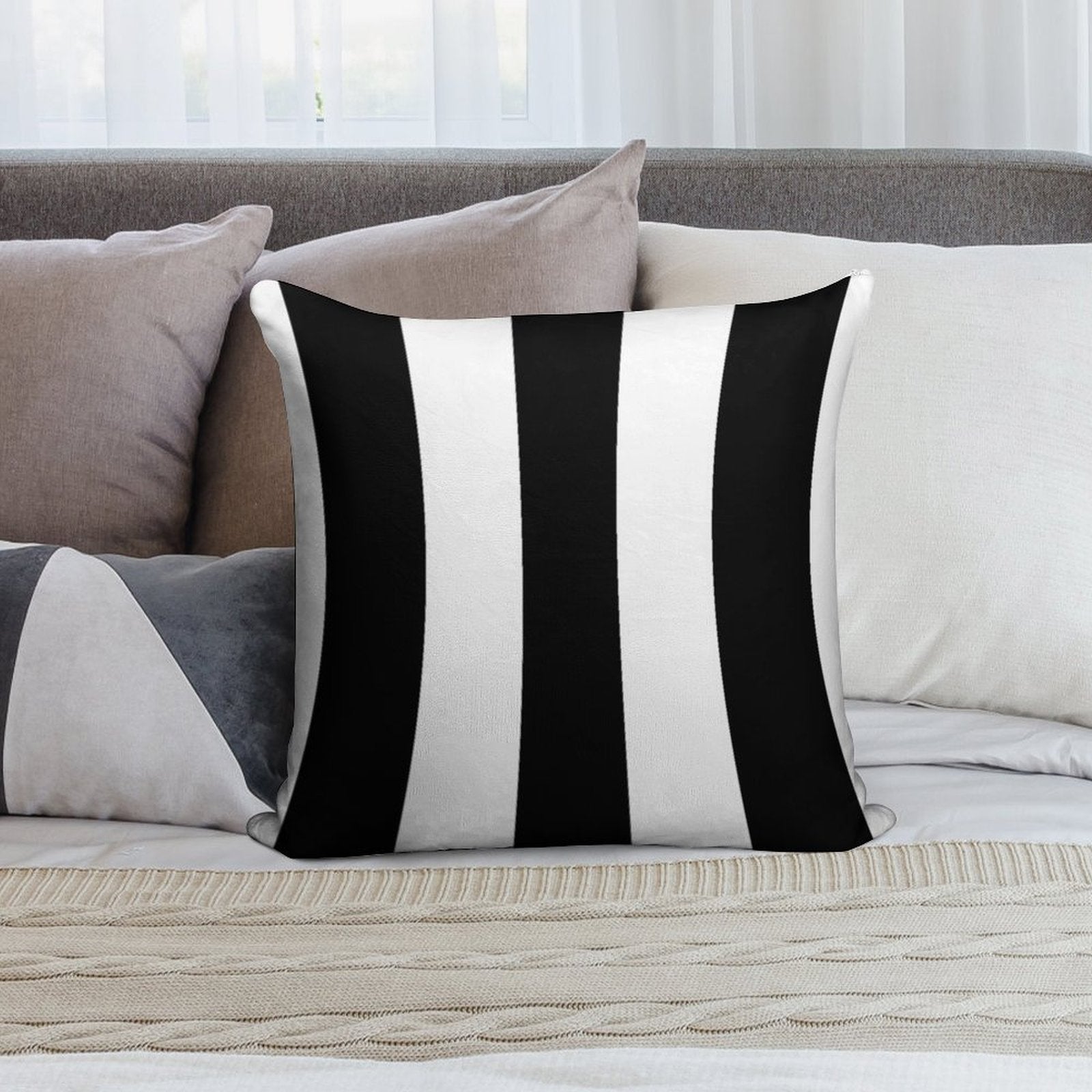 Black And White Stripes Soft Shrink-Resistant Throw Pillow