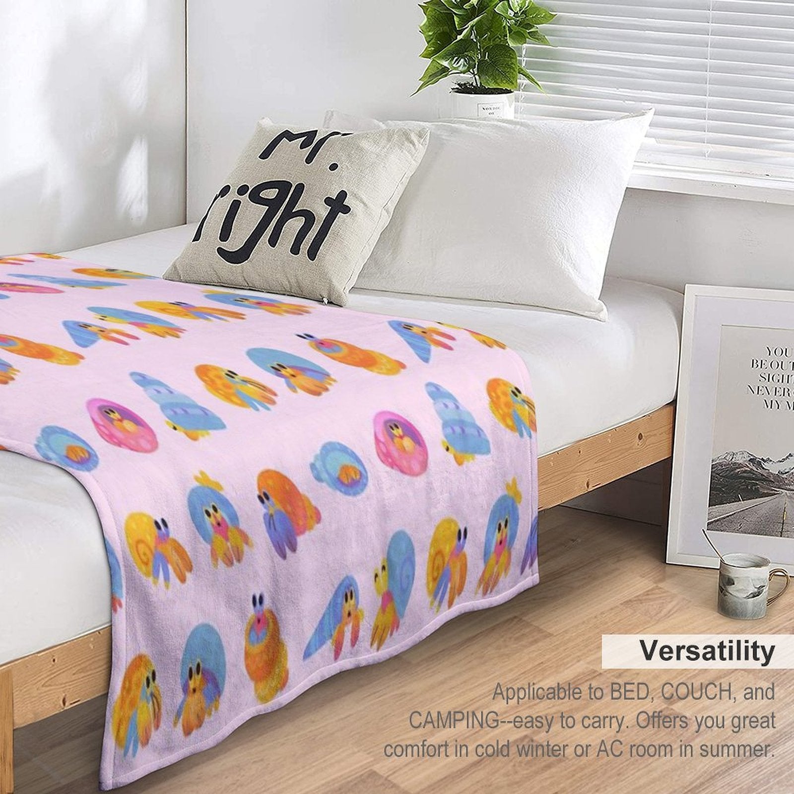 Hermit Crab - Pink  Knife Jellyfish Easy Care Throw Blanket