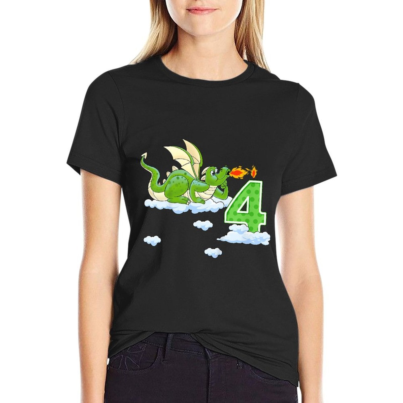 Kids Dragon 4 Year Old Birthday Outfit Boy Knight 4th Birthday  Versatile T-Shirt