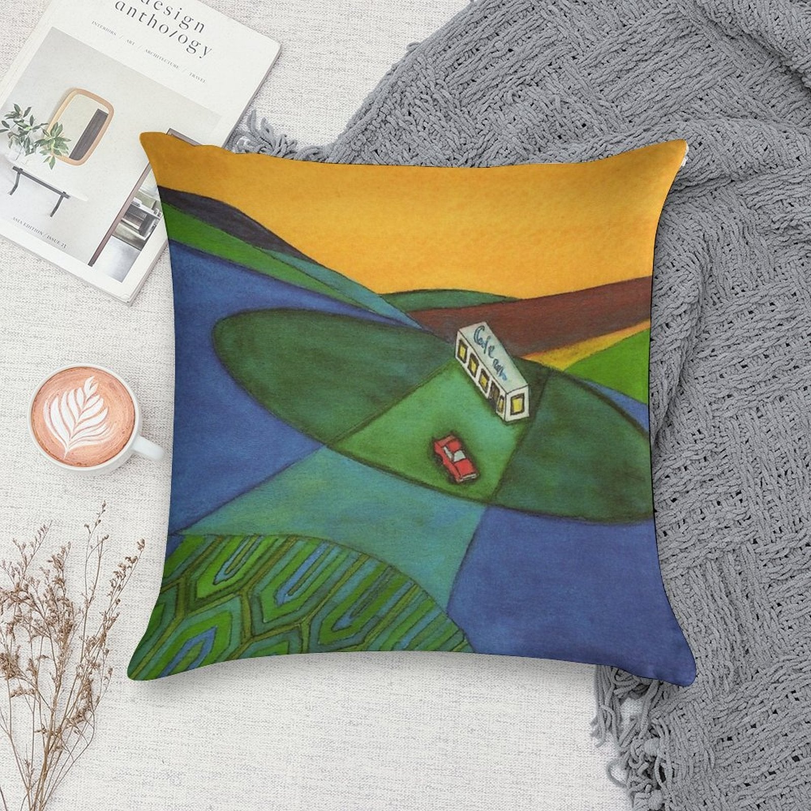 The Cafe on The Edge of The World Brand Pillow Soft Shrink-Resistant Throw Pillow