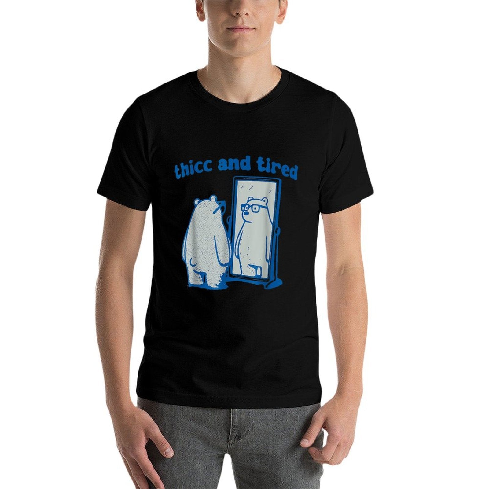 Thicc And Tired Bear Vintage  Rolled Sleeves T-Shirt