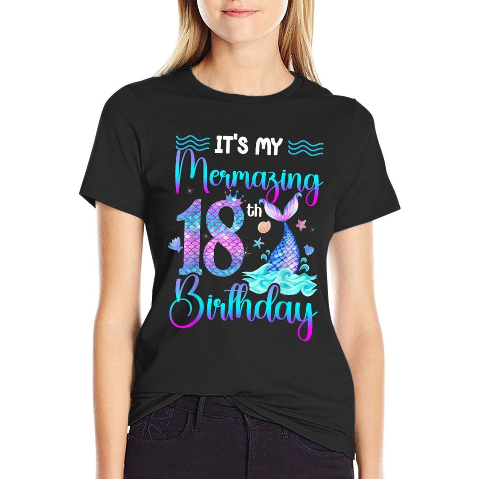 It's My Mermazing 18th Bday Party Mermaid 18 Years Old  Stretchy T-Shirt