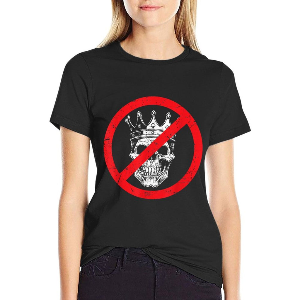 No Kings Since 1776 USA 4th Of July Skeleton Halloween Free  Cotton T-Shirt
