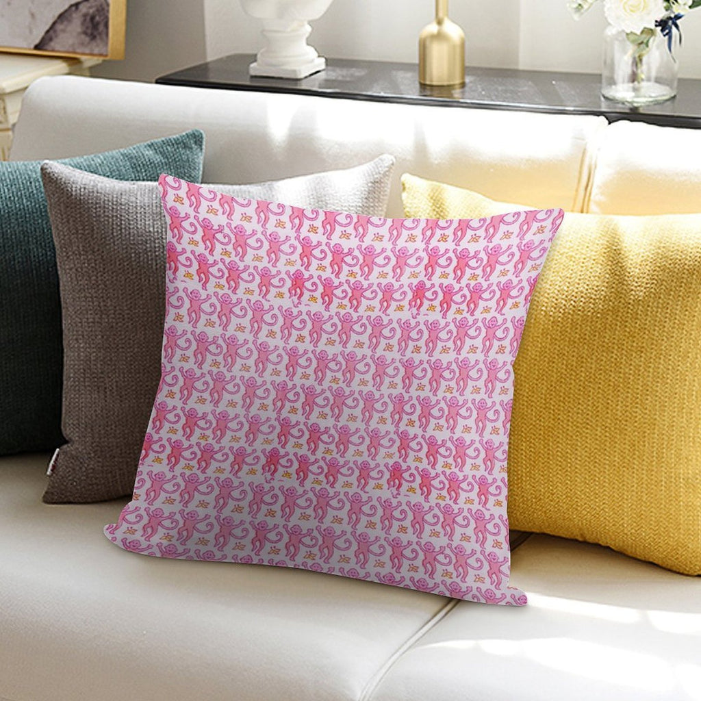 Pink Monkeys Soft Home Decor Throw Pillow