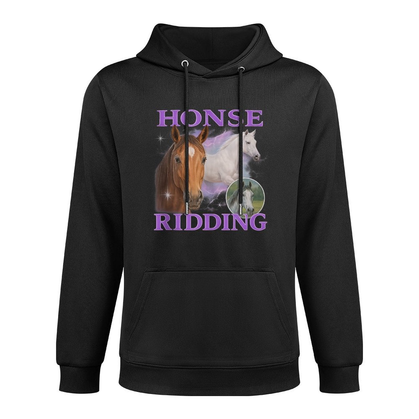 Honse Ridding Horse Riding Unhinged Gen Z Brainrot Meme Y2K Versatile Streetwear Hoodie