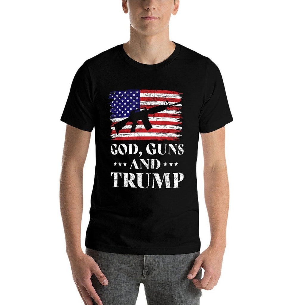 God Guns And Trump, Donald Trump for President 2020  Easy-care T-Shirt