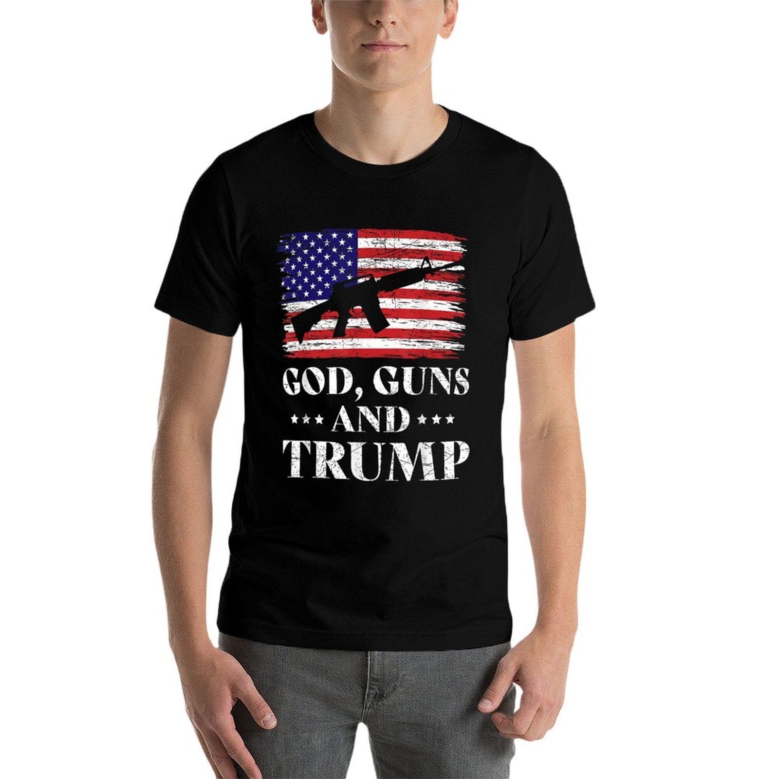God Guns And Trump, Donald Trump for President 2020  Easy-care T-Shirt