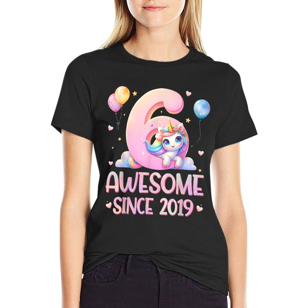 Unicorn 6th Birthday 6 Year Old Unicorn Party Girls Outfit  Soft T-Shirt