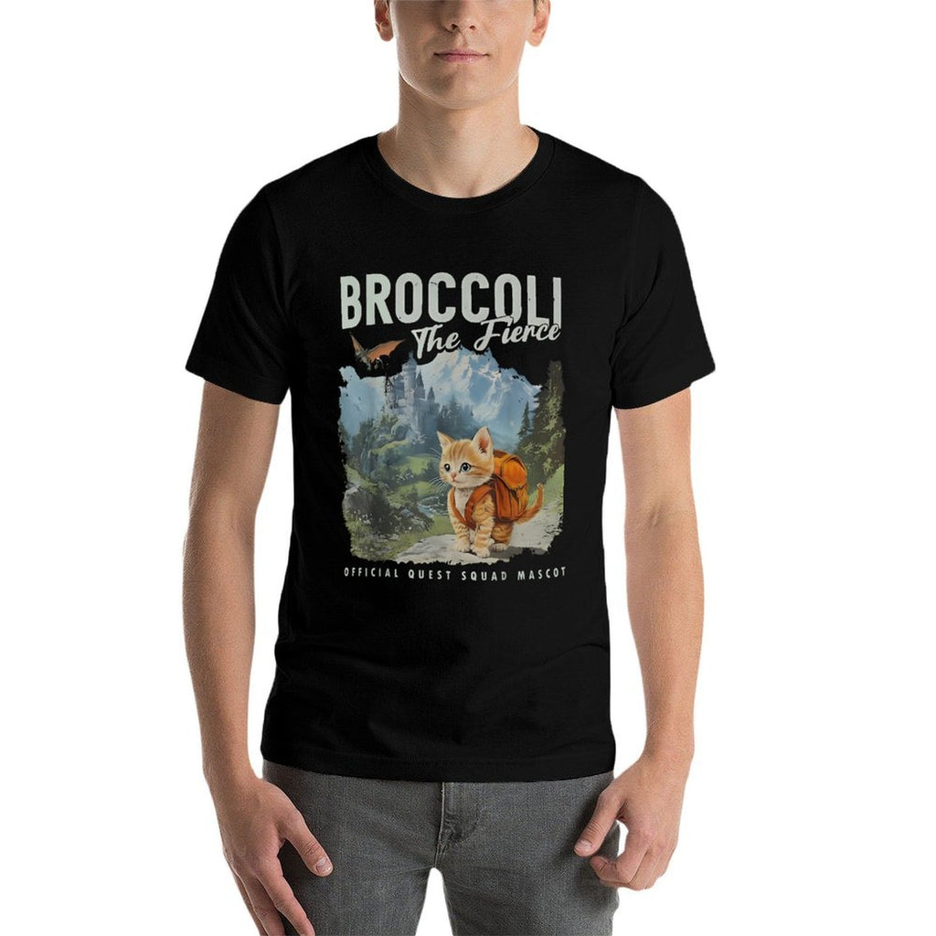 Quest Squad Broccoli Cat Funny Broccoli The Fierce  Fade-proof Color T-Shirt