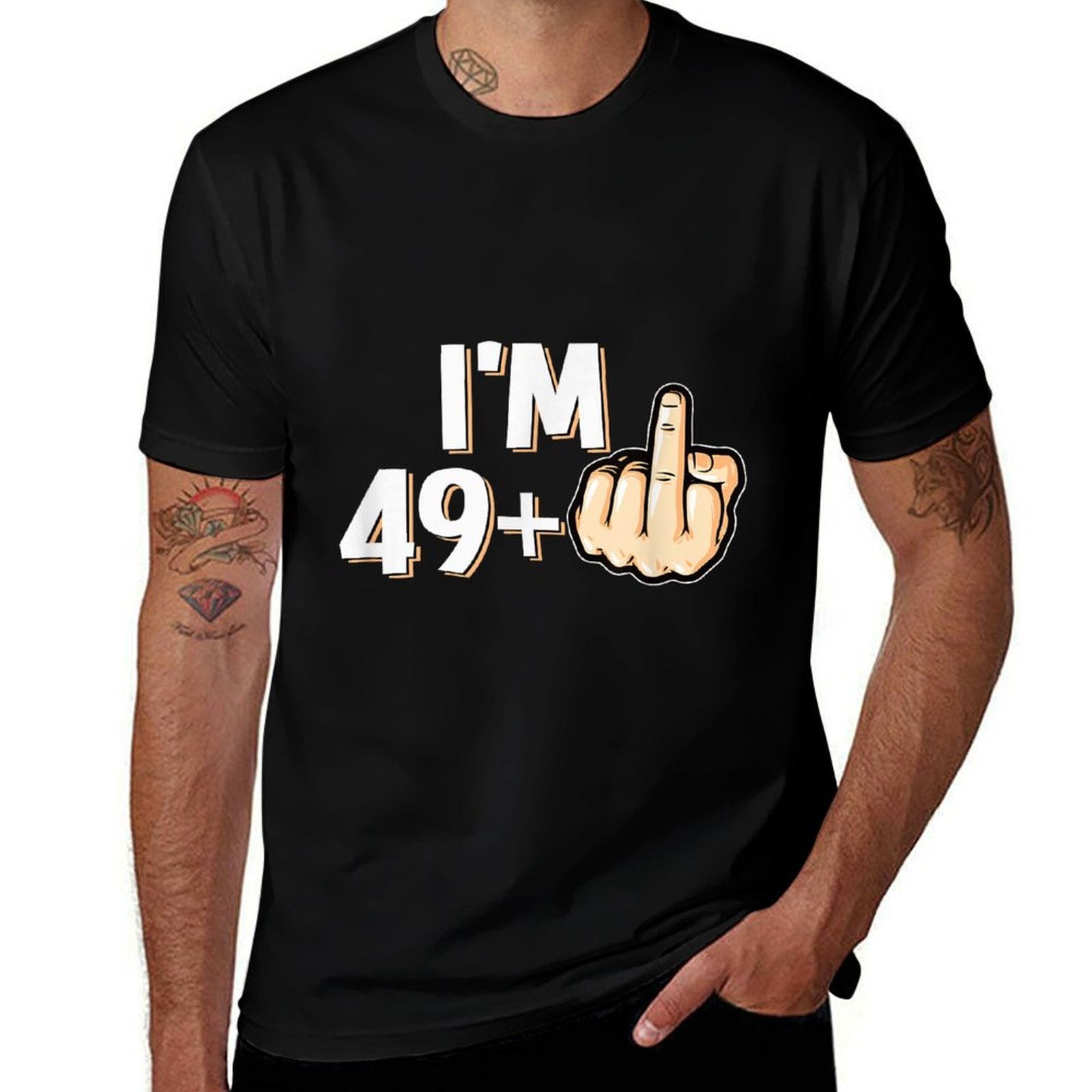 I'm 49 Plus F You Middle Finger Funny 50th Birthday  Vintage-inspired T-Shirt