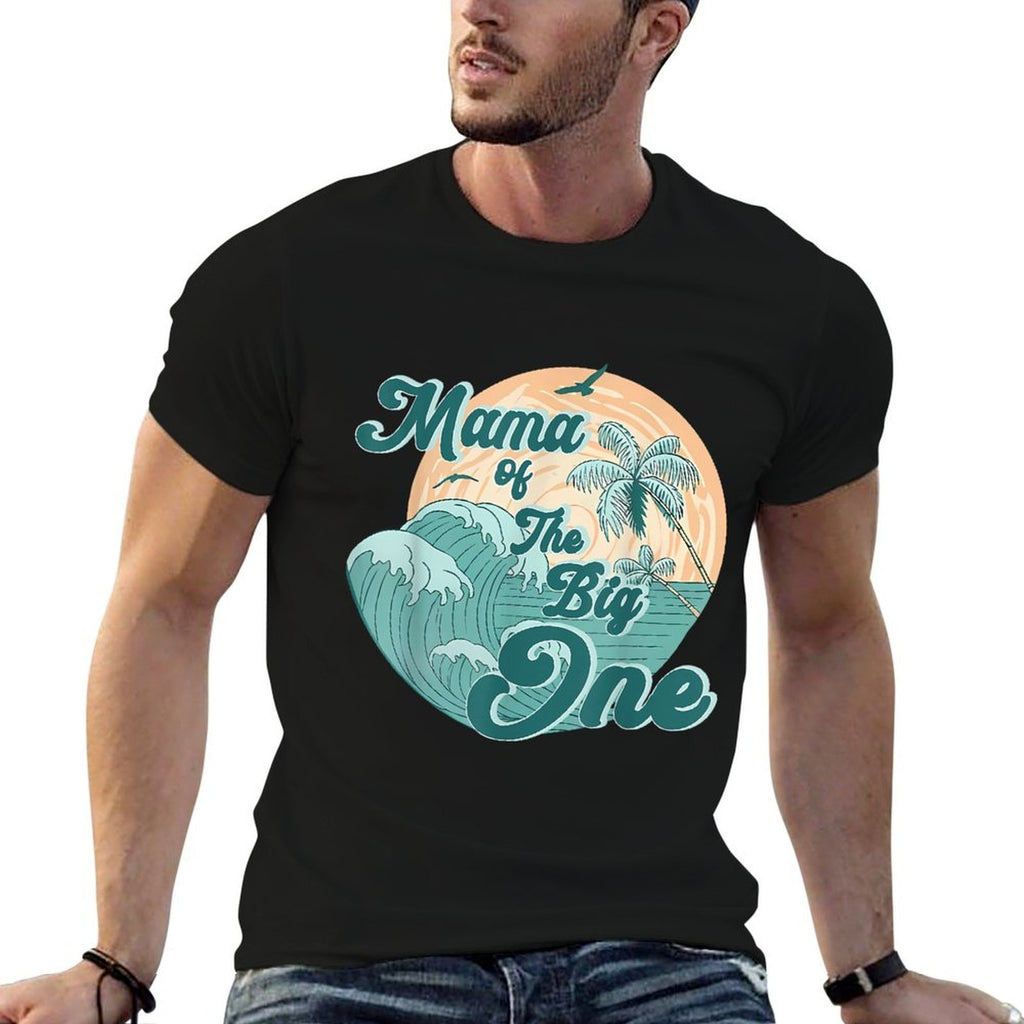 Mama Of The Big One Wave Surf 1st Birthday Boy Girl Family  Summer-ready Fabric T-Shirt