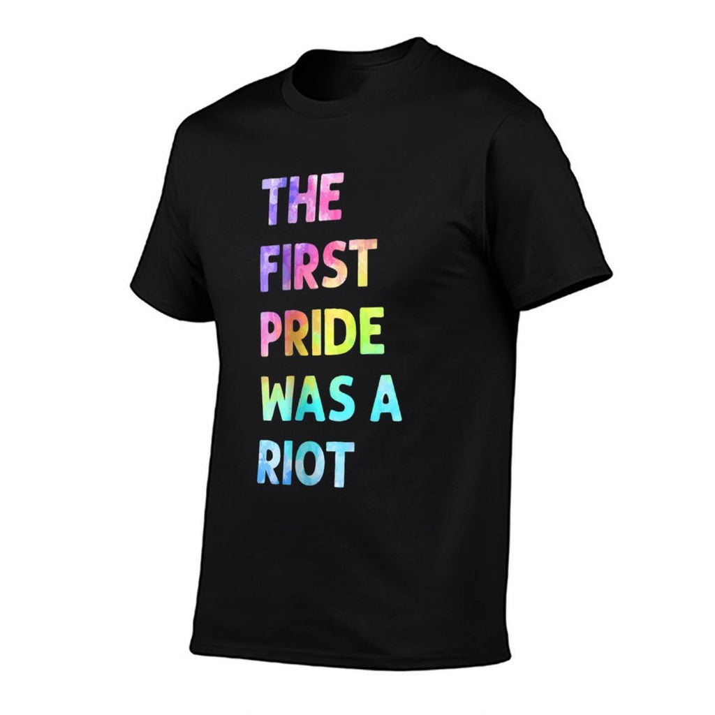 The First Pride Was A Riot Rainbow Watercolor  Rolled Sleeves T-Shirt