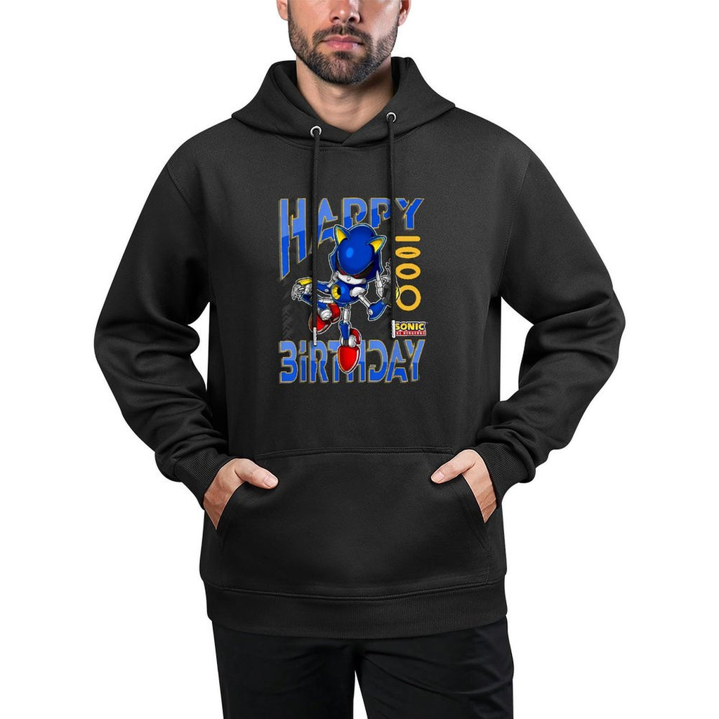 Sonic The Hedgehog Happy Birthday Metal Grid Chest Poster Adjustable Hood Hoodie