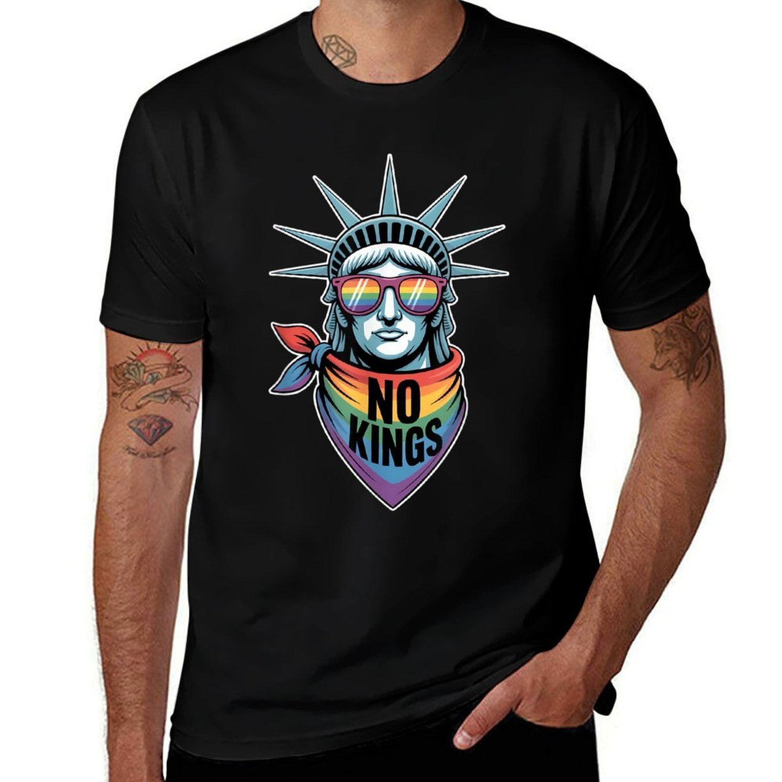 No Kings In America Statue Of Liberty Pride  Slim-fit Cut T-Shirt