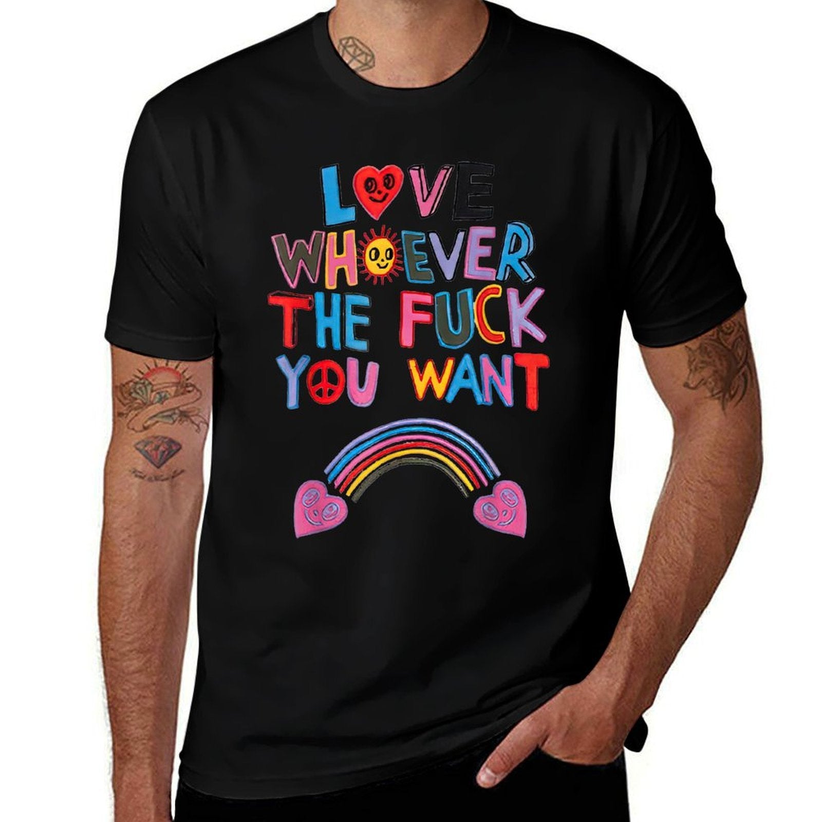 Love Whoever The Fuck You Want Rainbow  Eco-friendly Material T-Shirt