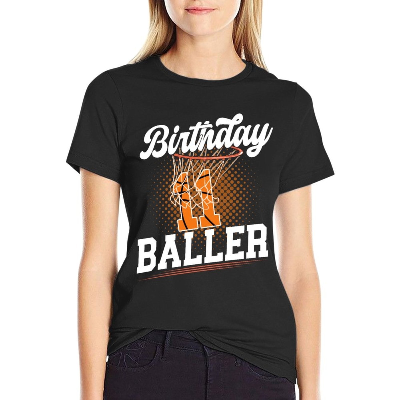 11th Basketball Birthday Eleven Year Old Basketball Player  Cotton T-Shirt