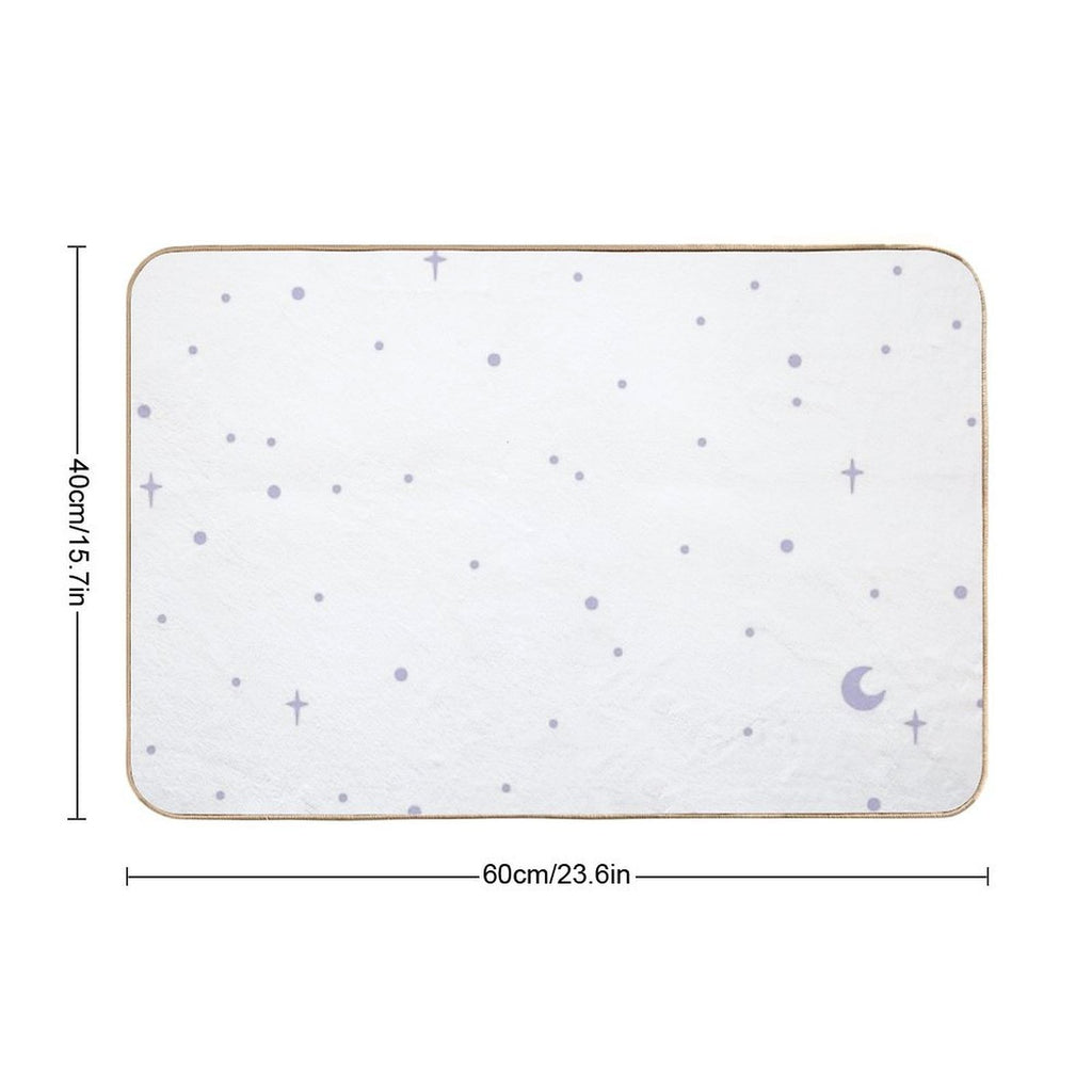 Lilac Stars on White  Non-Slip Bath Mat