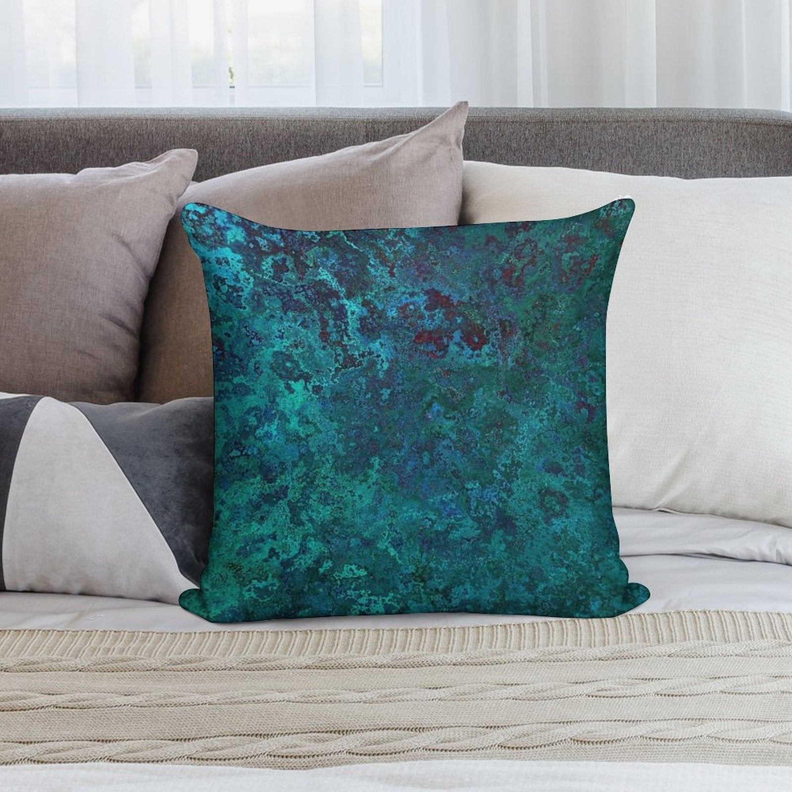 Shimmering Ocean Blue Soft Home Decor Throw Pillow