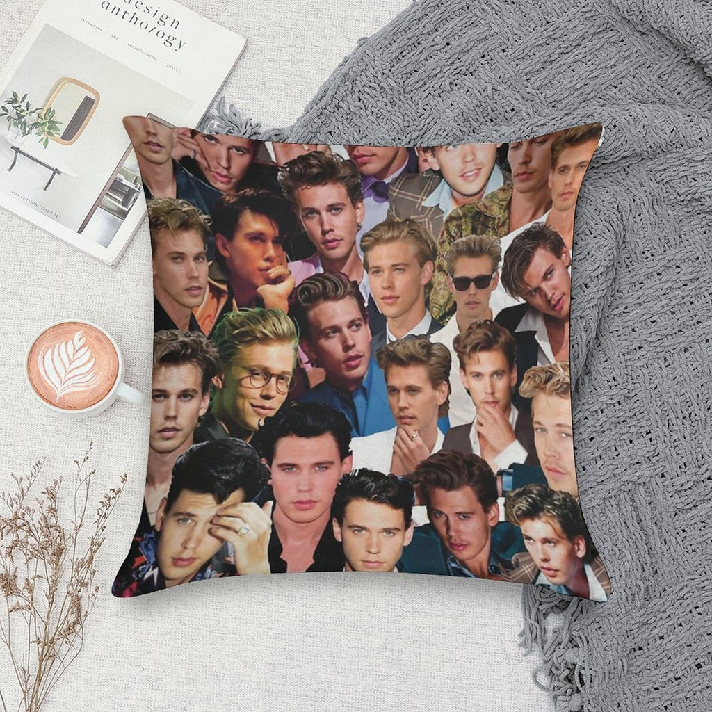 Austin Butler Photo Collage Soft High-Density Material Throw Pillow